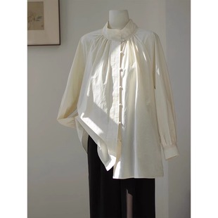 949# Early Autumn New Chinese style national style long sleeve slimming shirt small unique turtleneck loose comfortable shirt for women