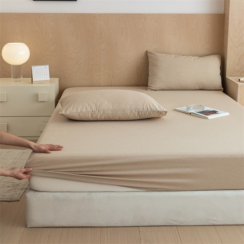 Japanese-style Class A single-layer yarn-dyed cotton washed cotton bed hat without printing cotton solid color single-piece mattress protector wholesale 1