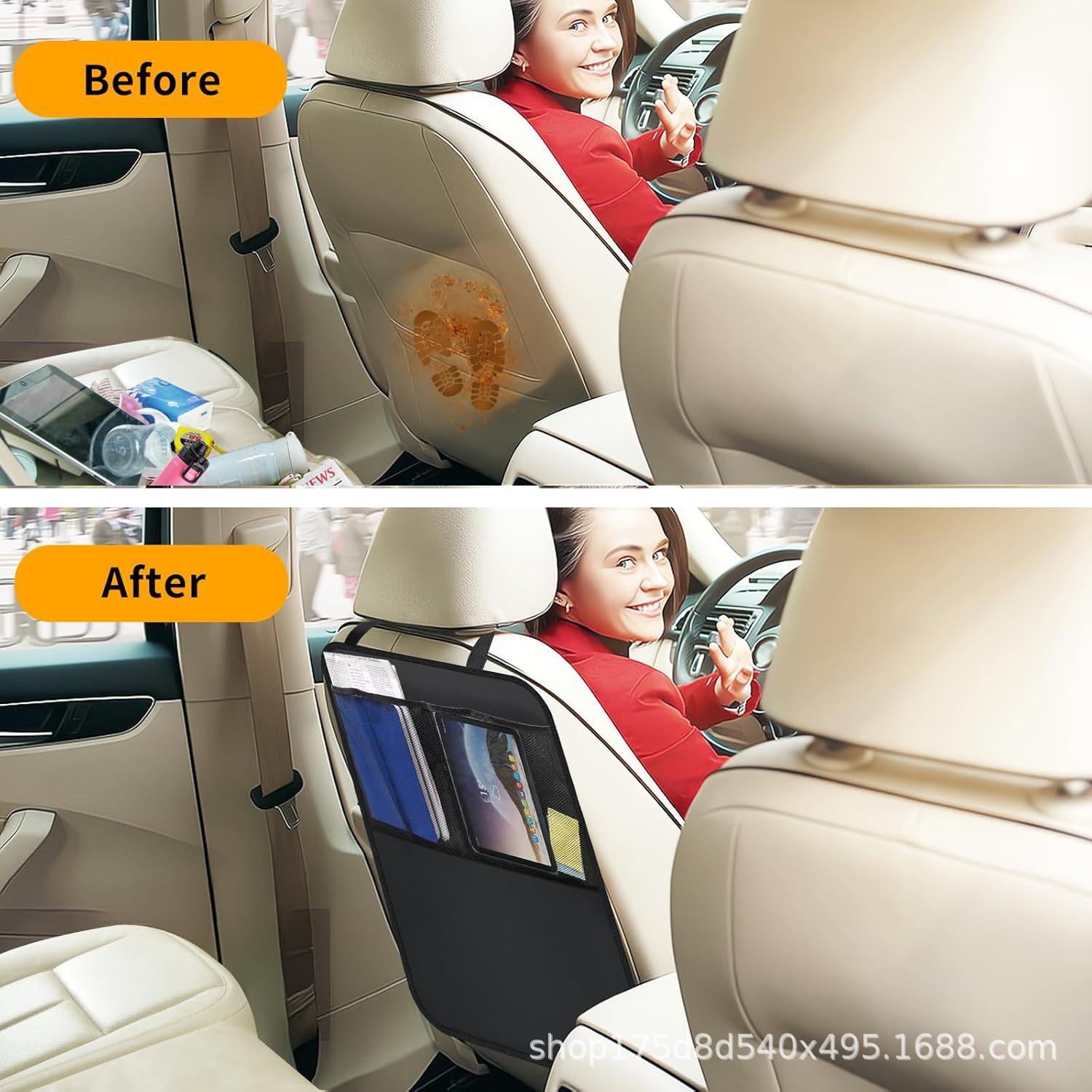 Cross-Border Children's Rear Seat Cover Storage Bag Waterproof Mesh Pocket Car Seat Cushion Cover Backrest Protection Anti-Kick Pad