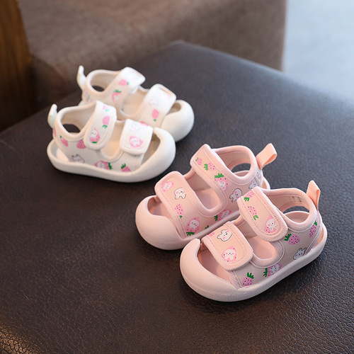Baby girl sandals summer 0-1-2 years old 3 children princess shoes cartoon Baotou infant shoes soft sole toddler shoes