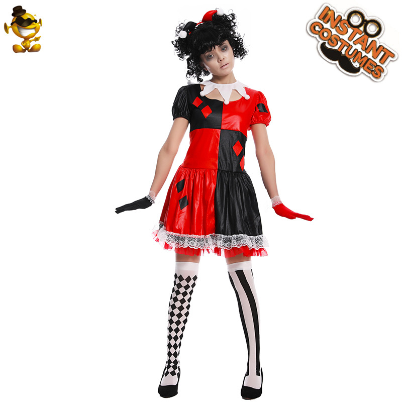 Halloween adulto grande de las mujeres del corazón rojo payaso Cosplay traje etapa rendimiento partido ropa distribución al por mayor