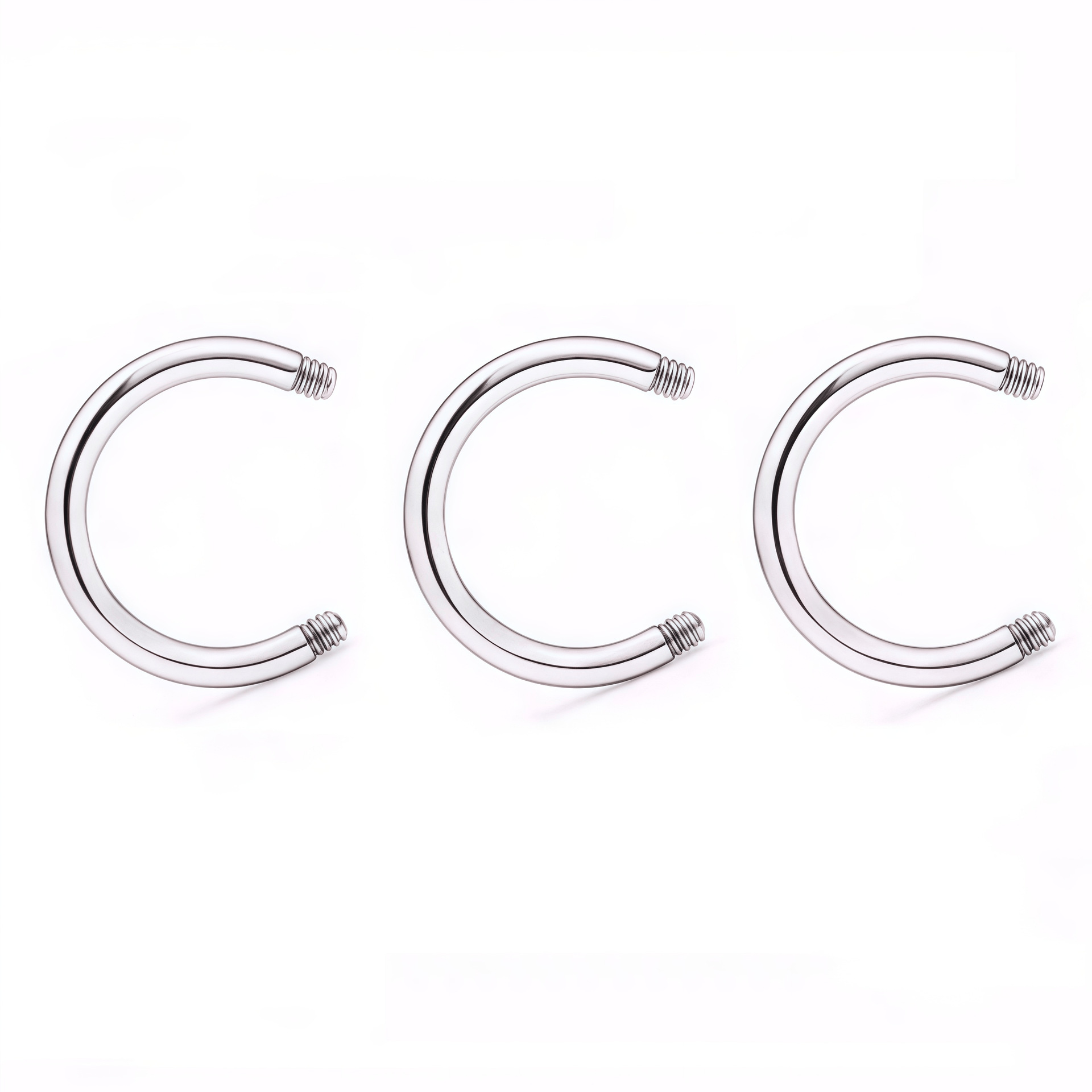G23 Titanium External Thread Tapered Ball Horseshoe Nose Ring Ear C-Bar Body Piercing Jewelry detail image 8