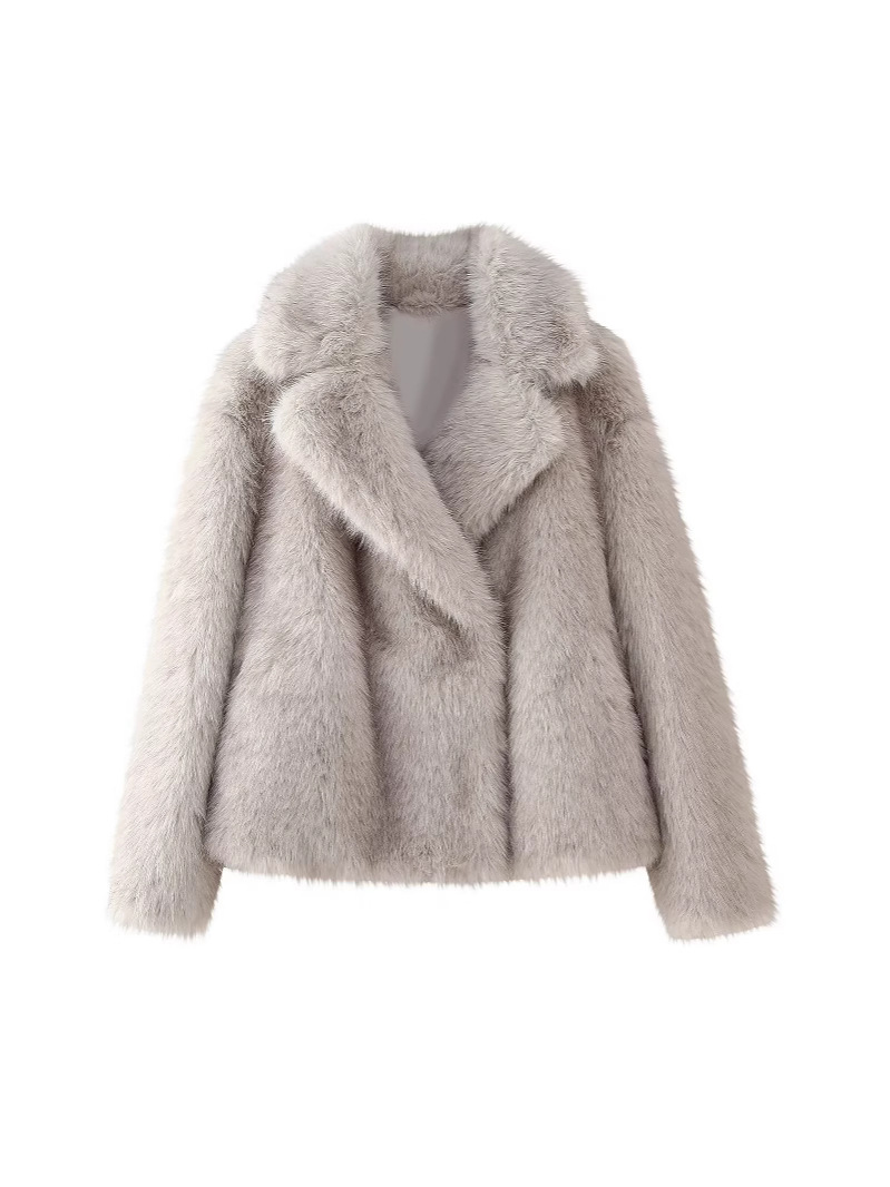 Cross-border women's 2024 autumn and winter new European and American fashion casual plus size loose short lapel imitation fur coat women