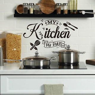 MS7086-KC简约kitchen厨房餐具英文墙贴纸家居装饰自粘墙贴批发