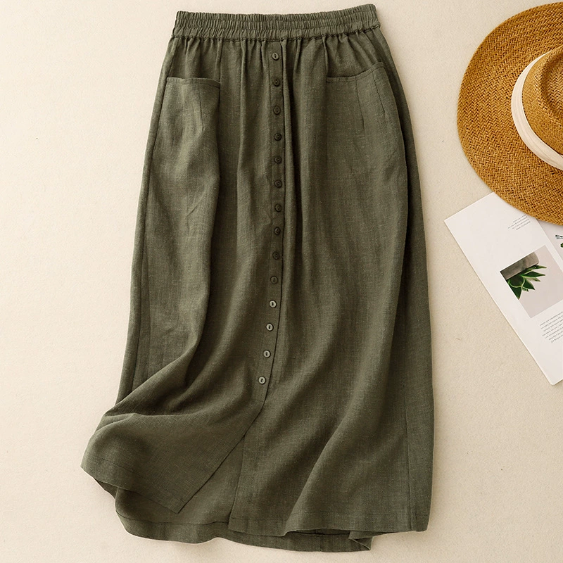 2025 весна и лето новая хлопчатобумажная юбка с бюстом ретро простой дикий оригинальный дизайн тонкая юбка
