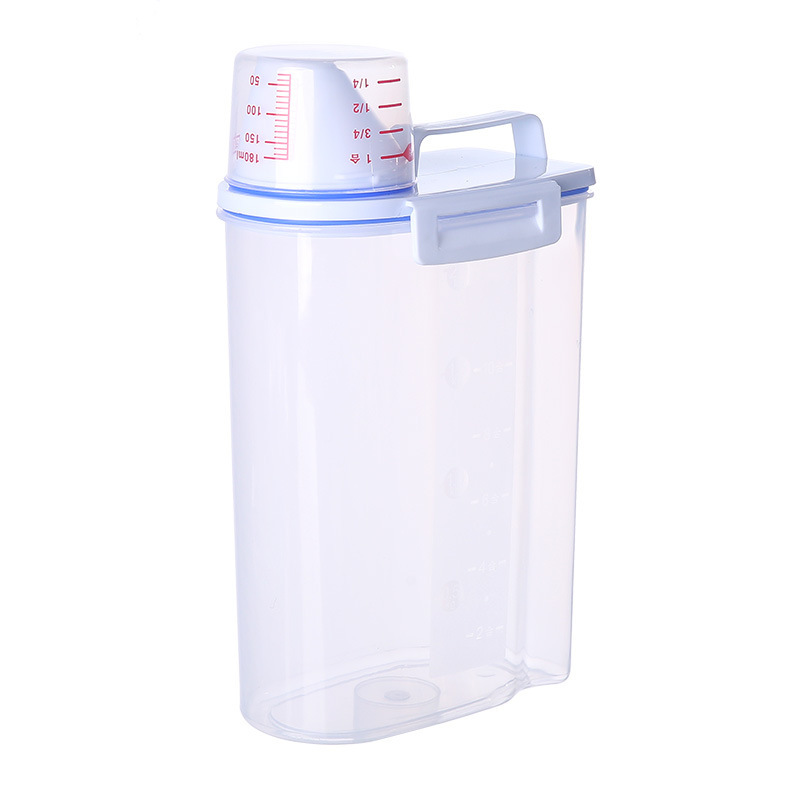 Taza medidora de grado alimenticio con asa, almacenamiento de granos, tanque de granos diversos, caja de almacenamiento de productos secos de cocina, frasco sellado de plástico para el hogar