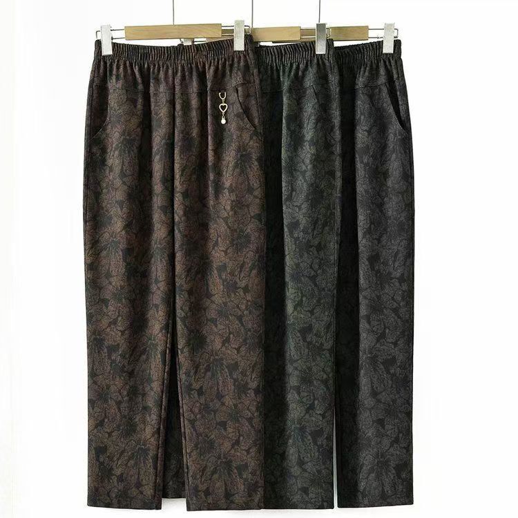 Plus-Size Elderly Women's Pants, Spring and Autumn Style, Medium-Thickness, Middle-Aged and Elderly Mom's Pants, Loose High-Waisted Straight-Leg Casual Pants Plus-Size Elderly Women's Pants, Spring and Autumn Style, Medium-Thickness, Middle-Aged and Elderly Mom's Pants, Loose High-Waisted Straight-Leg Casual Pants