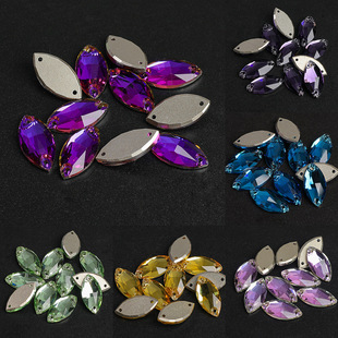Wei Chen K9 High-End Flat-Bottomed Marquise Hand-Sewn Crystal Flat Buckle Diamond Handmade DIY Dress Wedding Dress Accessories Batch