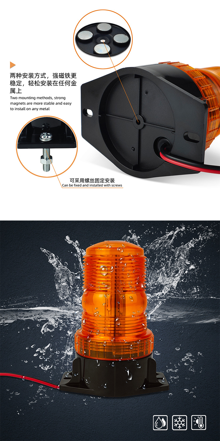 10-110V Engineering Vehicle Warning Light Yellow Car Strobe Light Flashing Light School Bus Ceiling Light Forklift 30Led
