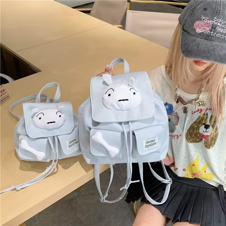 日本と韓国のins学生スクールバッグかわいい漫画白い犬バックパッククレヨンしんちゃんバックパック多用途通勤バッグ|undefined