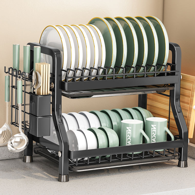 double-deck Rack Panwan kitchen Shelf Shelf Dishes Storage rack Drain shelf Dishes Dishes storage box