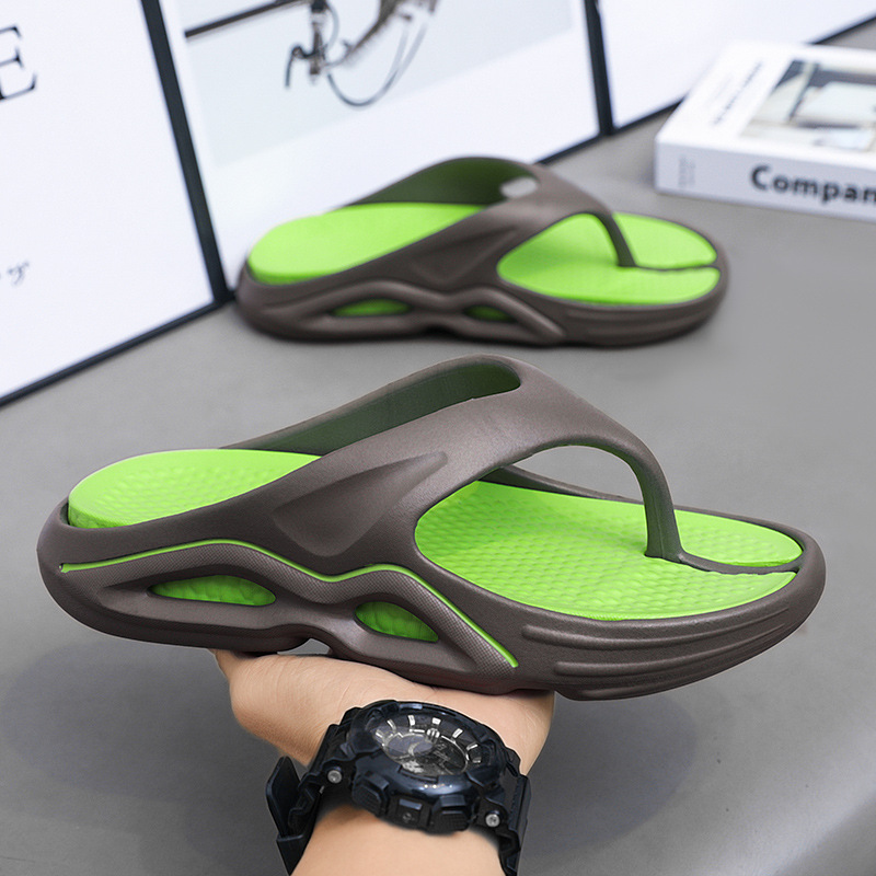 Summer Men's Beach Sandals Non-Slip Wear-Resistant Top Quality Thick Soft Sole Flip-Flops Outdoor Comfortable Toe-Post Slippers_voghion.com