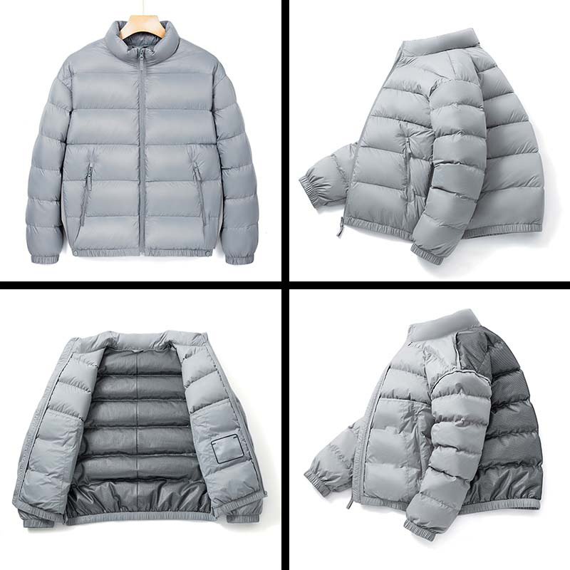 New 90% White Duck Down Jacket for Men and Women, Winter Warm and Trendy Loose Thin Collar Bubble Coat_voghion.com