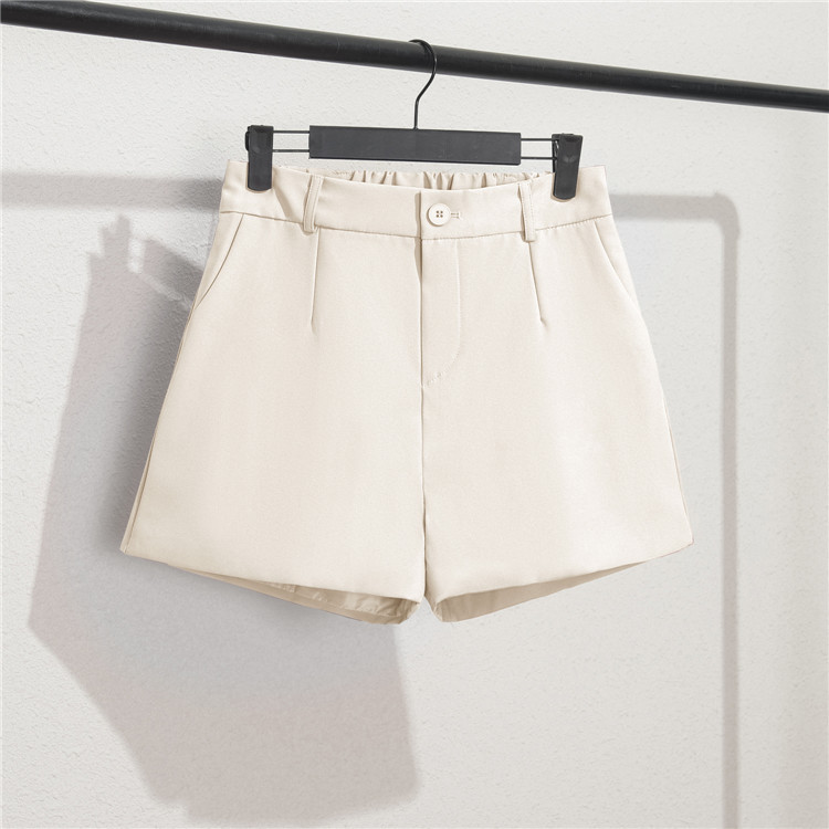 Damen Casual High Waist Loose Fit Graue Shorts Sommer Gerades Bein Bermudashorts mit Knöpfen_voghion.com