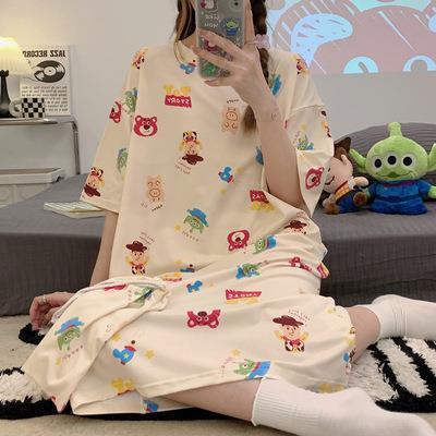 2024 nuevo camisón de verano de las mujeres más tamaño de manga corta de dibujos animados linda chica leche cruda Hu pijamas verano image 38