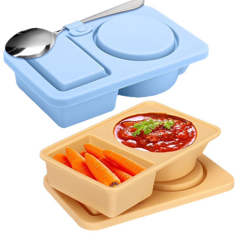 Amazon 食品グレードのシリコン調味料ボックス、シンプルな分割ディップボックス、高温耐性シリコンランチボックス|undefined