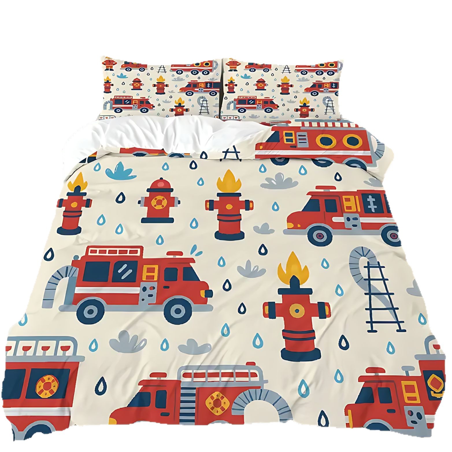 TEMU / JIT nuevo producto transfronterizo dibujos animados camión de bomberos de alta definición digital impresión kit de colcha se puede diseñar