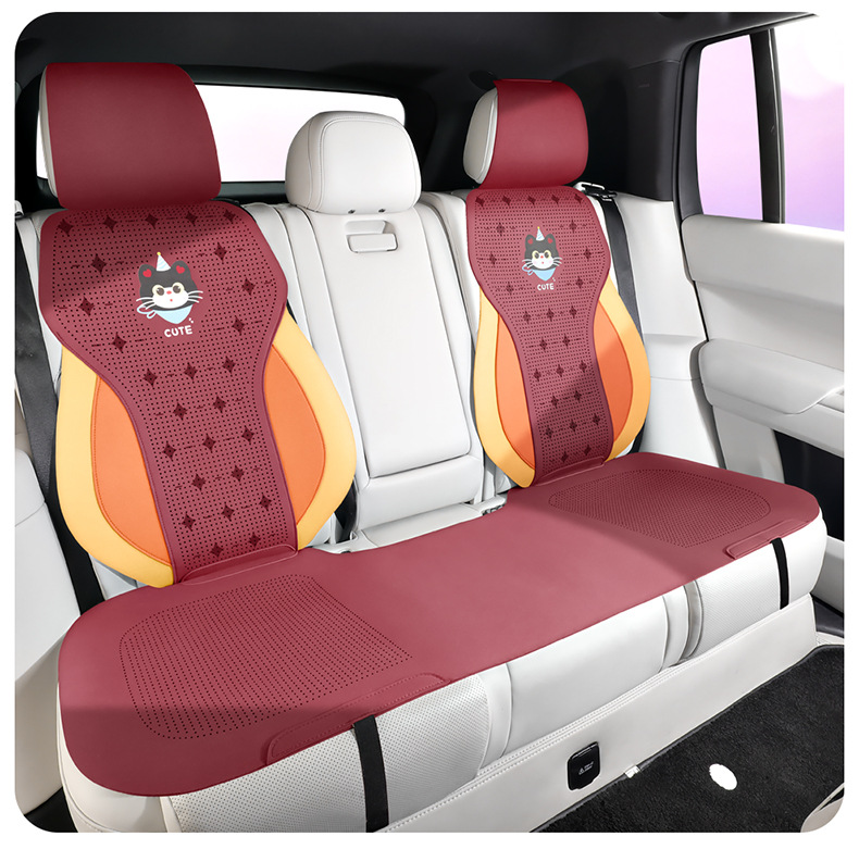New cartoon car seat cushion, ice cream cat design, universal for all seasons and five-seater cars, breathable and dirt-resistant, car interior decoration