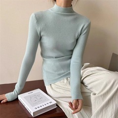 半高襟のキャンディー色のセーター女性秋冬の新型の修身の中にニットの洋風のシンプルなニットの底のシャツの女性を合わせます。