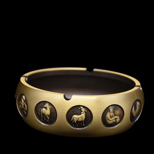 Hongda Brass Home Copper Ornaments Copper Ashtray Creative Zodiac Copper Ashtray