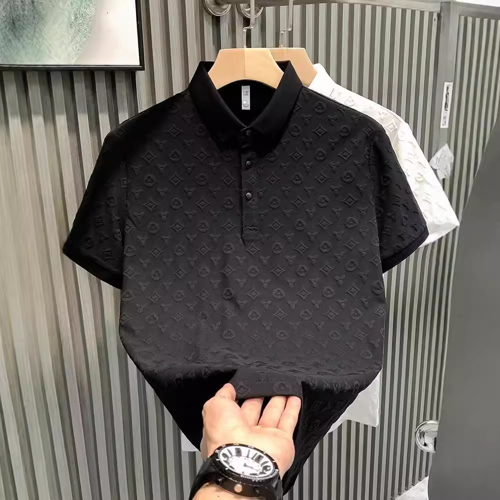 Summer Short-sleeved Printed Polo Shirt Men's Hong Kong-style New High-end Handsome Breathable Casual Half-sleeved Shirt Paul Shirt