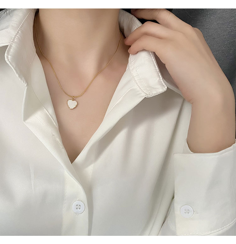 Fashion Heart Shape Titanium Steel Plating Pendant Necklace 1 Piece