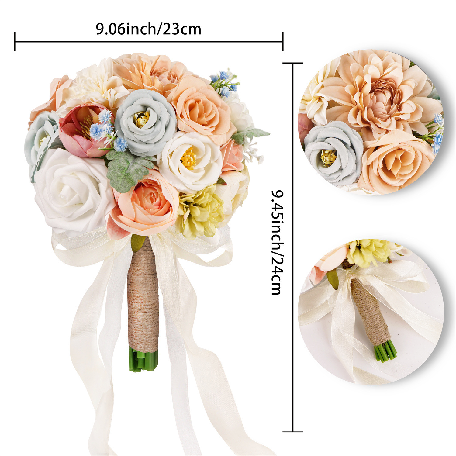 1PC 샴페인 블루 로즈 부케 - 2(23m)