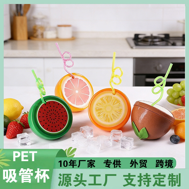 Fabricantes al por mayor fruta creativa sandía naranja forma de kiwi bebida de jugo desechable té con leche taza escénica