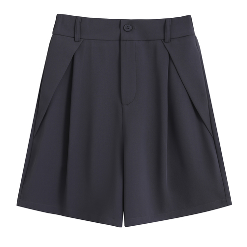 Women's High-Waisted Suit Shorts Summer Thin Version  New Straight Leg Loose Fitting Slimming Casual Ice Silk Wide Leg Five-Eight Shorts