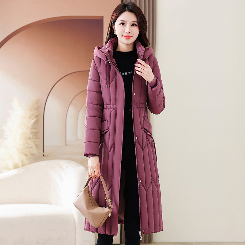 Invierno sobre la rodilla ropa de algodón para mujeres nuevo suelto largo delgado chaqueta de algodón de gran tamaño de moda gruesa chaqueta de algodón