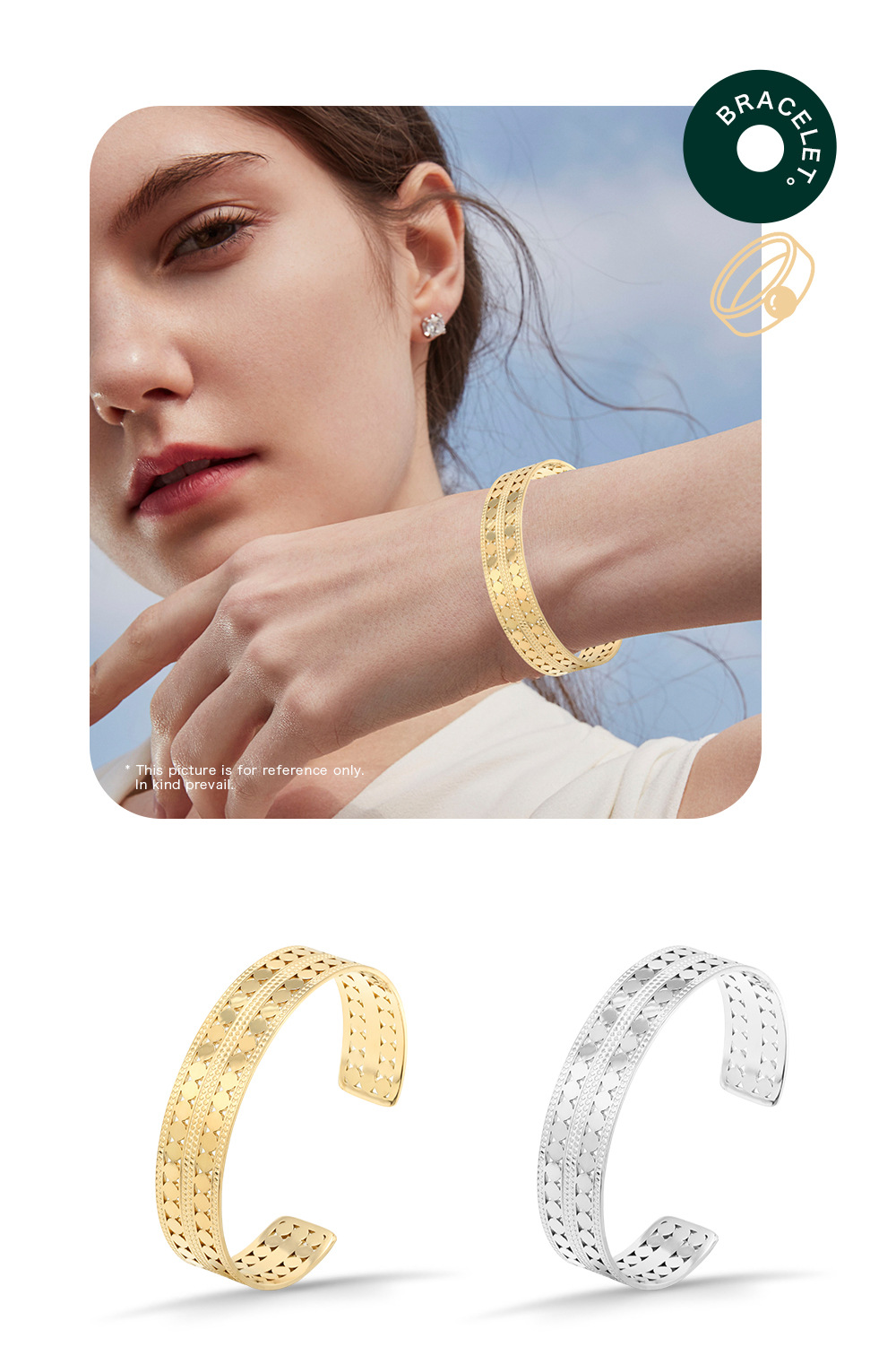 Fashion C Shape Round Stainless Steel Bangle Hollow Out Stainless Steel Bracelets