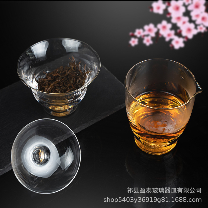 Juego de té de vidrio con pan de oro, taza de té, tazón, juego de té de Kung Fu, oficina en el hogar, taza de té simple, mar de té