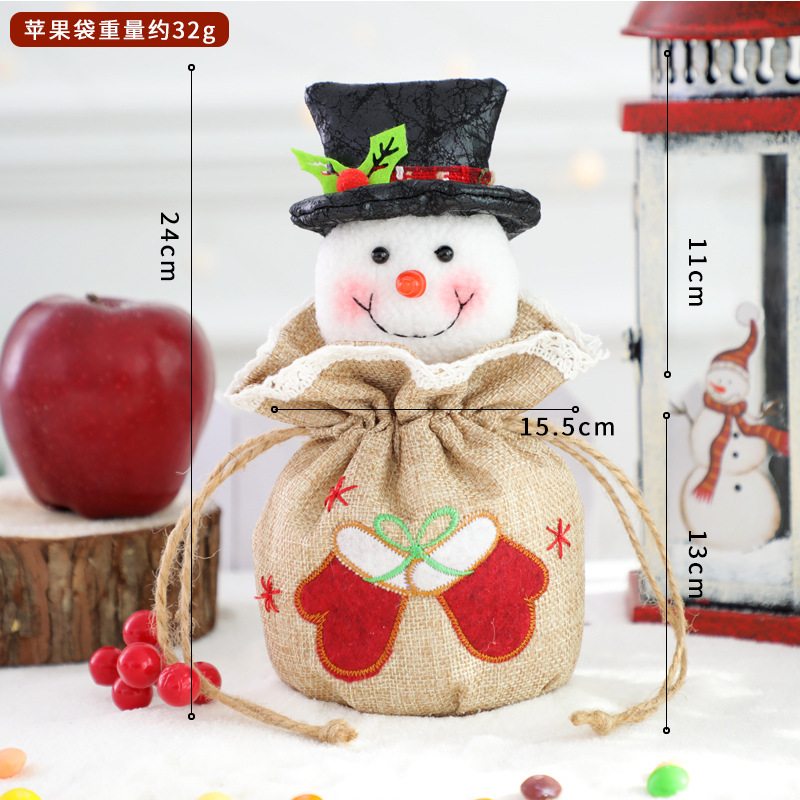 歌德麻绣苹果袋-雪人