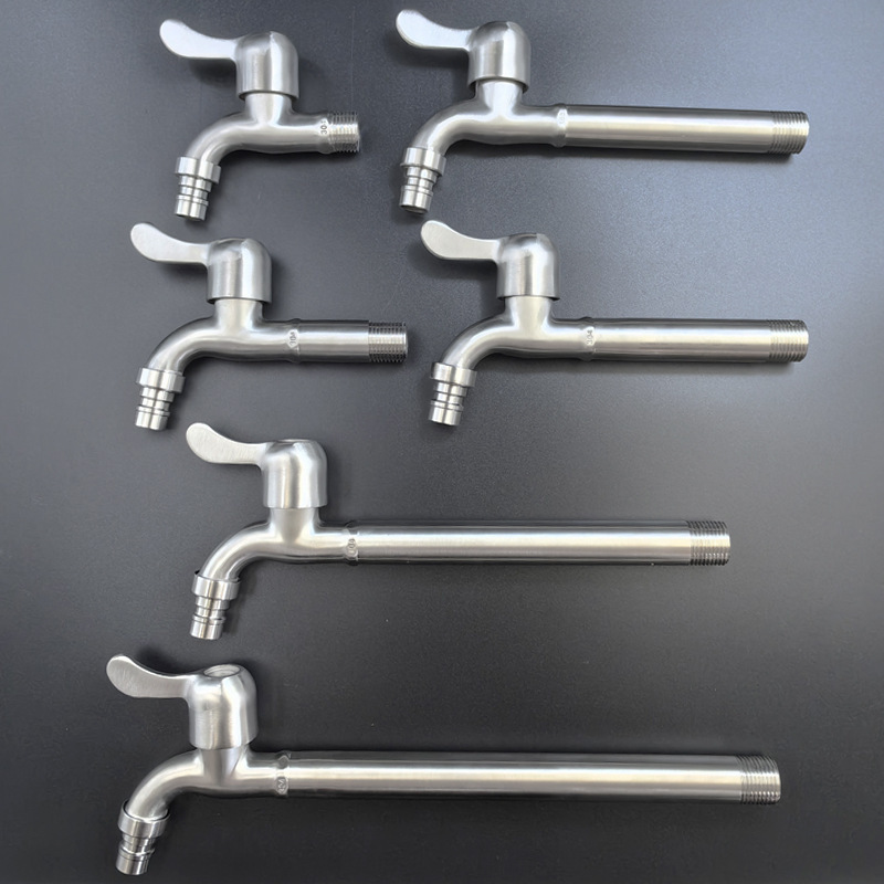 Long 304 stainless steel faucet 4 points washing machine mop pool long faucet stove long neck faucet switch Long 304 stainless steel faucet 4 points washing machine mop pool long faucet stove long neck faucet switch