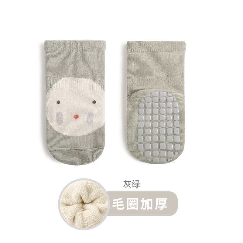 2023 invierno nuevo bebé piso calcetines engrosada Terry bebé antideslizante niño Calcetines niños y niñas calcetines de algodón sin hueso