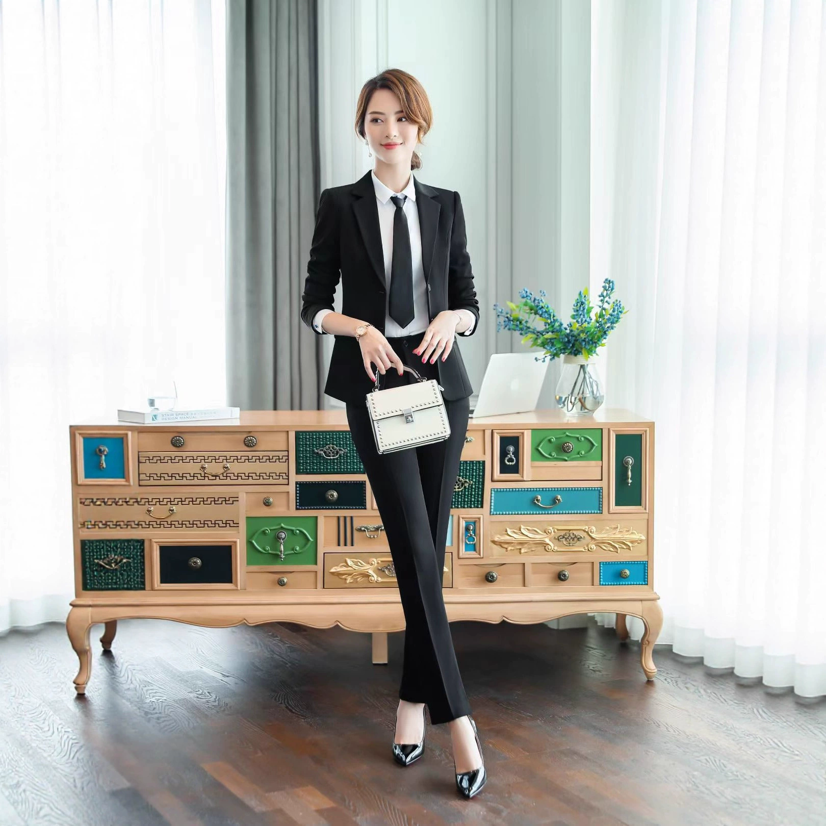 Новый стильный женский костюм, модный комплект из трех предметов, подходит для всех сезонов, в корейском стиле, приталенный крой, офисная одежда, элегантный формальный женский пиджак.