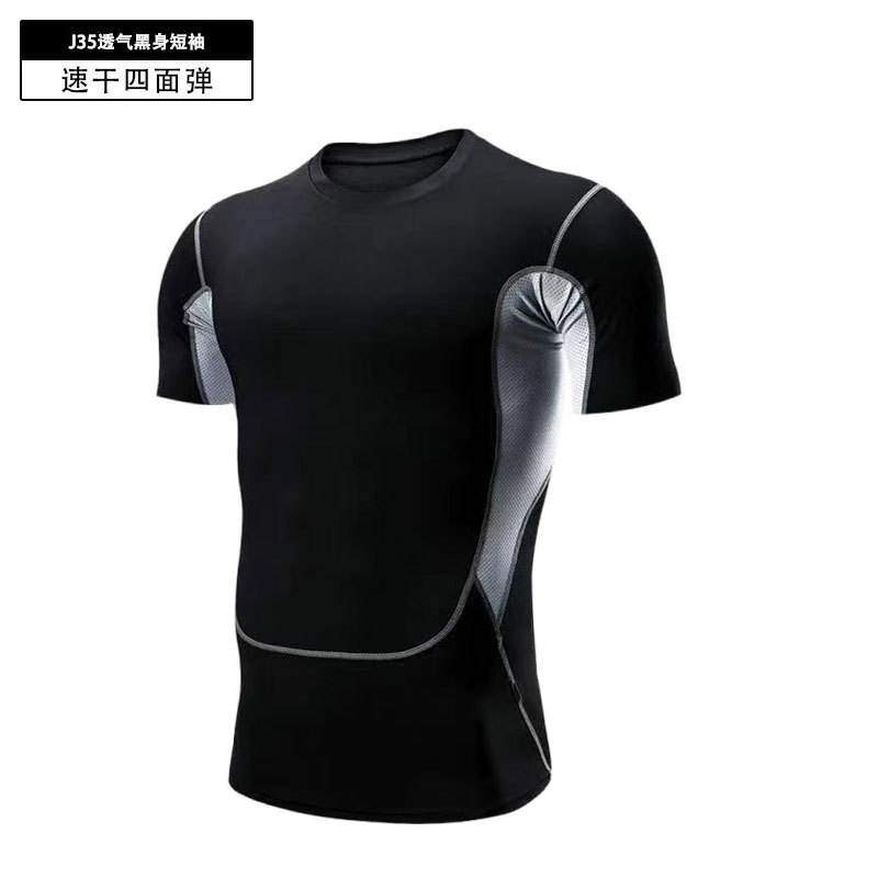 J35 통기성 블랙 반소매