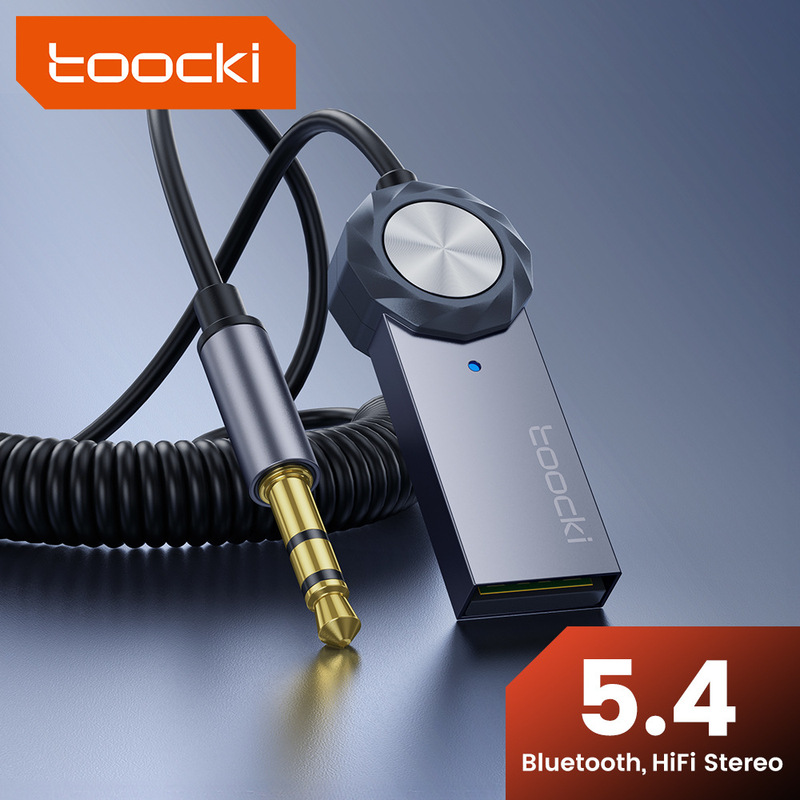 Toocki Car Bluetooth 5.4 Audio Receiver Driving Wireless Listening Aux Wired Speaker Connector