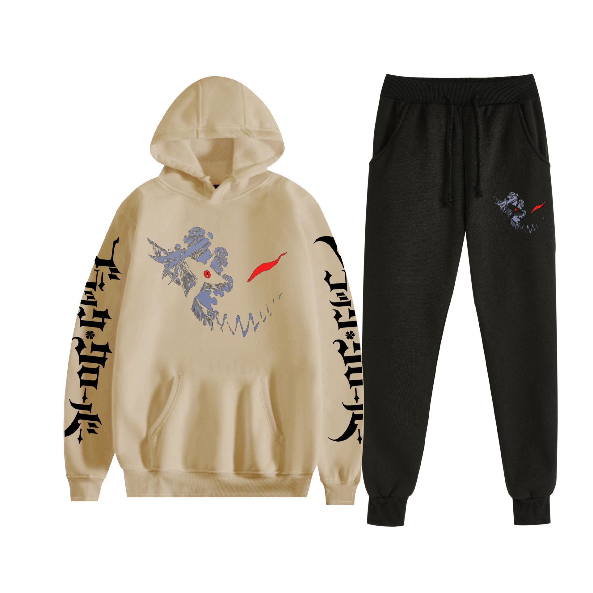 Comercio exterior nuevo estilo riman negro trébol de cuatro hojas Black Clover suéter con capucha corsés traje de dos piezas