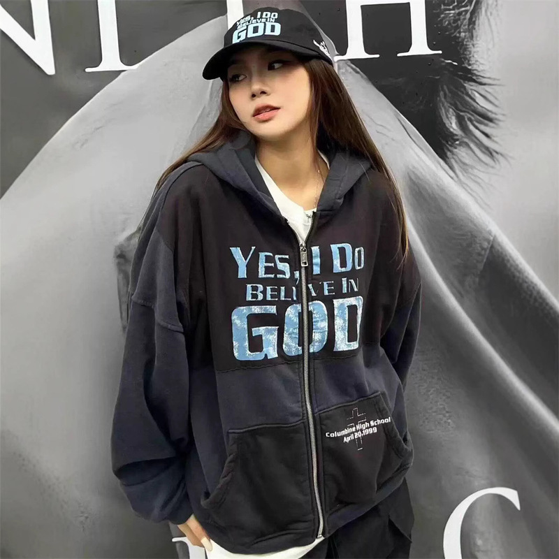 New Erd Heavy Industry Patchwork Tailoring Thick Fluffy Short Men's and Women's Velvet Short Wide Outwear Hooded Sweatshirt