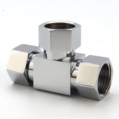 444Z wholesale all-copper live joint three-way angle valve one in, two out, four points, external tooth transfer interface water distributor water distributor joint