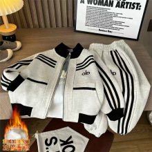 儿童装男童加绒套装秋冬款2025新款运动大童秋季衣服男孩酷帅气潮