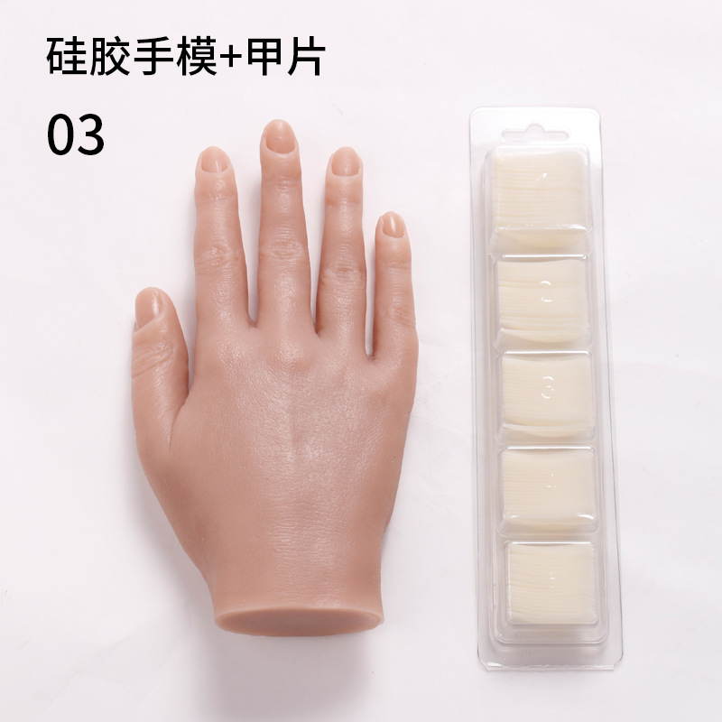 Ventas transfronterizas de manicuría de silicona pura práctica de mano modelo articulado flexible de manicuras de silicona modelo de mano artificial