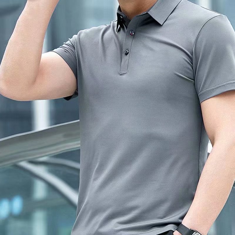 Summer men's ice silk short-sleeved lape...