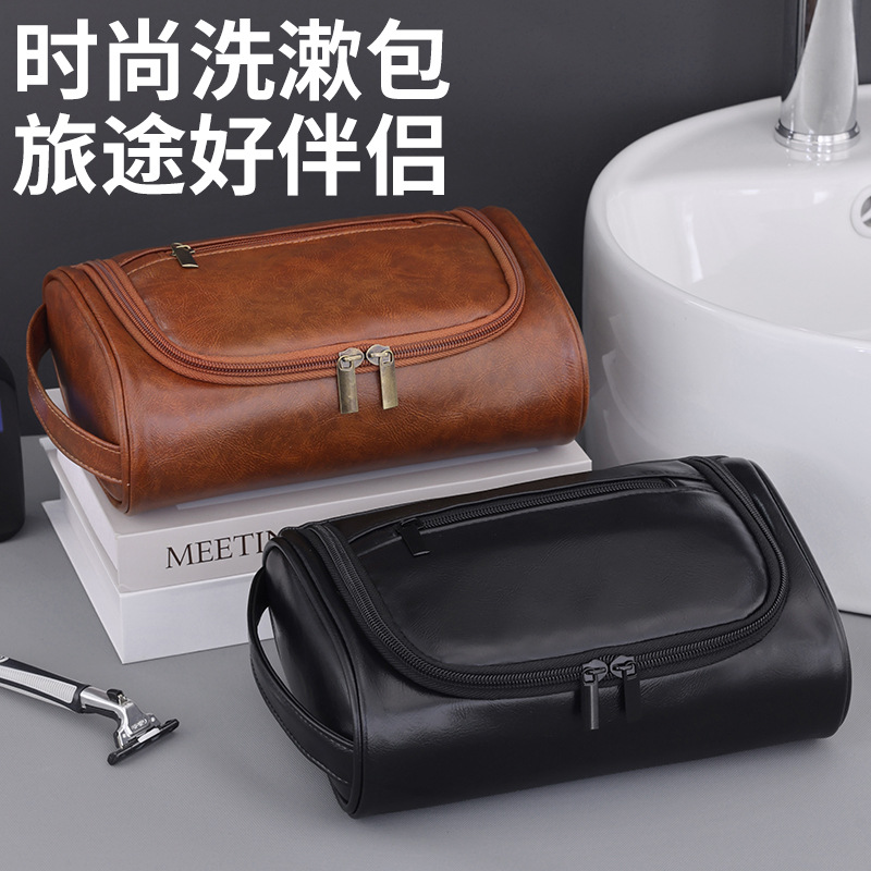 Transfronterizos Amazon nuevo portátil pu bolsa de maquillaje para hombres alta capacidad impermeable bolsa de baño portátil de viaje