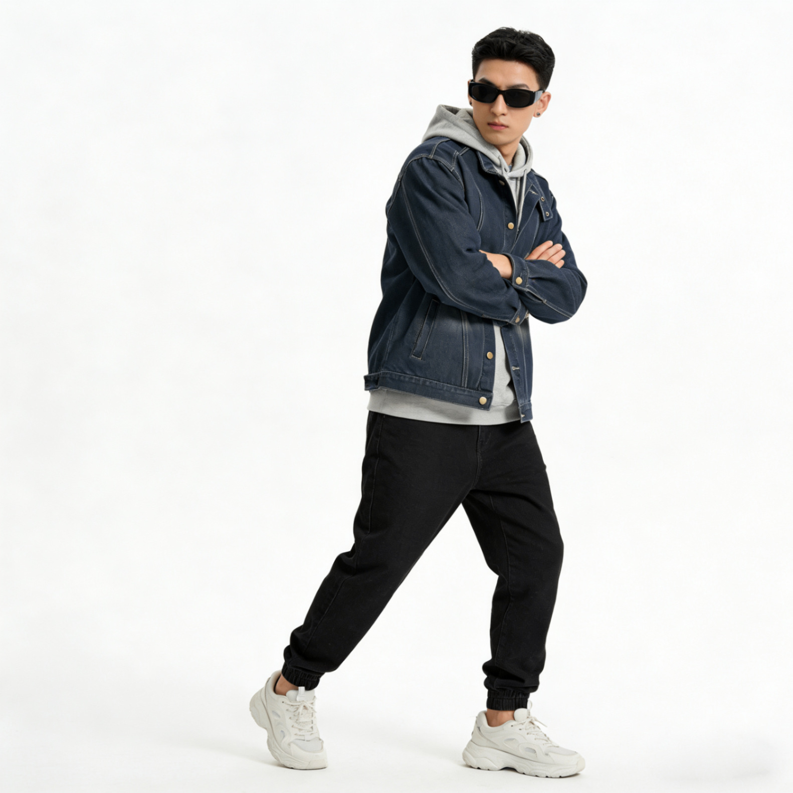 Vintage Jeansjacke Mit Stehkragen Im Retro Look Denim Unisex_voghion.com