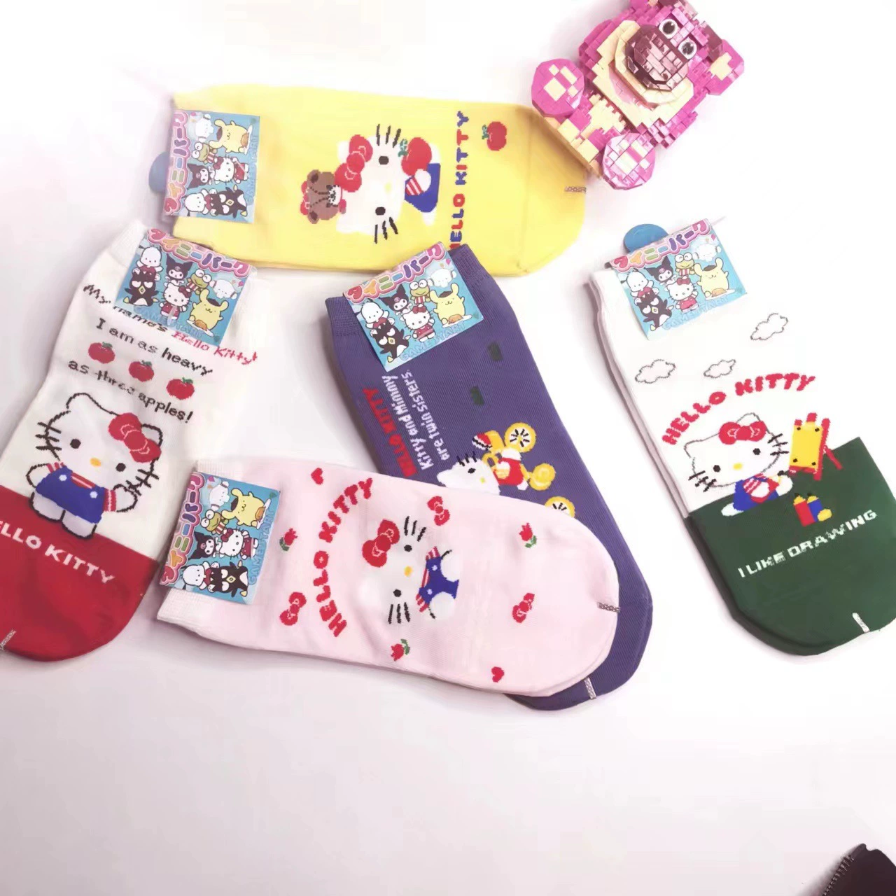 Мягкие японские носки с котиками Hello Kitty, хлопок, милый дизайн, для девочек и мужчин,