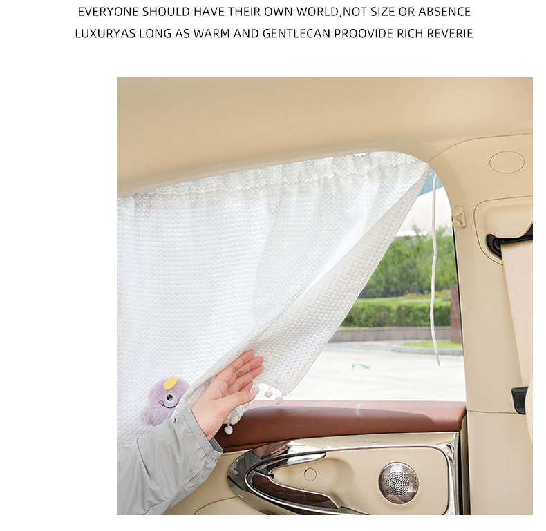 diy little monster waffle car sunshade creative plush doll car curtain car heat insulation sunscreen curtain