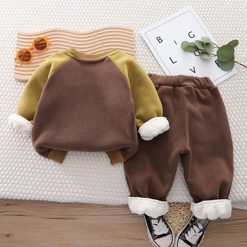 Abbigliamento per bambini, autunno inverno 2023 per ragazzi, nuova felpa con cappuccio in peluche ispessita in stile western, per neonati e_voghion.com
