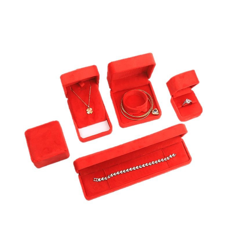 Caja de joyería de terciopelo de alta gama, caja de embalaje de terciopelo para anillos, pulseras, pendientes, cadenas largas, caja de regalo para joyería